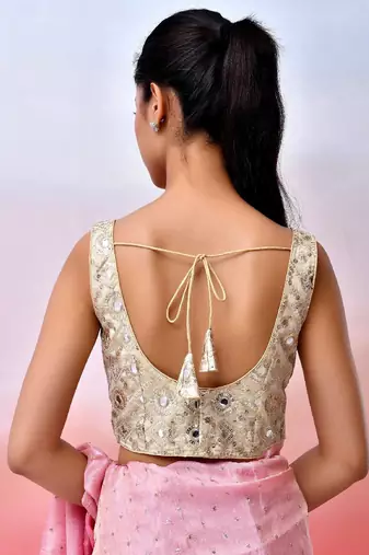 Women Embroidered Sequined Mirror Work Saree Blouse