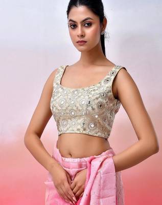 Women Embroidered Sequined Mirror Work Saree Blouse 5