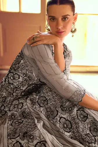 jacquard embroidered georgette anarkali