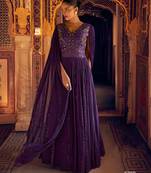 simar jacquard real georgette gown | front & back sequins embroidery 