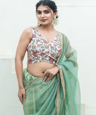 Women Embroidered V Neck Wrap-Style Saree Blouse 3