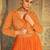 Orange embroidered georgette gown with jacket