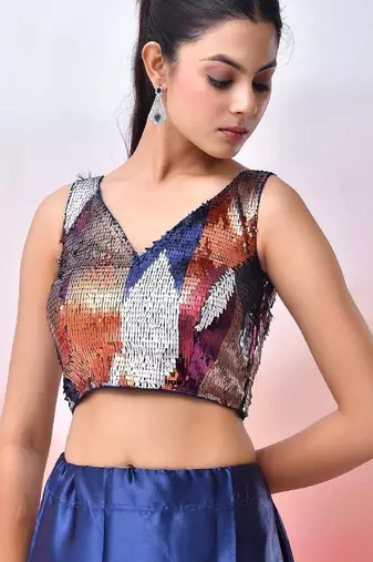 Embellished V Neck Saree Blouse