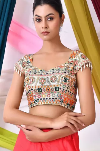 Embroidered Sweetheart Neck Saree Blouse