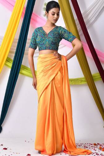 Women Printed V-Neck Saree Blouse