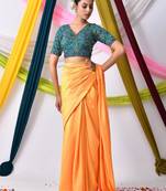 Women Printed V-Neck Saree Blouse