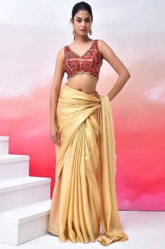 Printed V Neck Saree Blouse