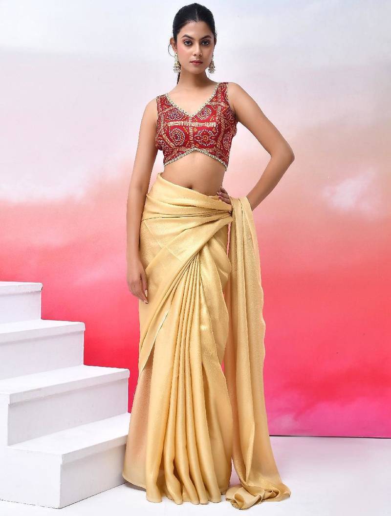 Printed V Neck Saree Blouse