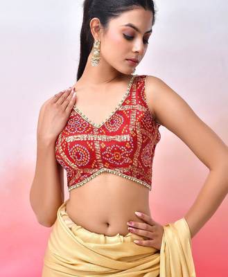 Printed V Neck Saree Blouse 5