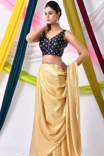 Woven Designed V Neck Saree Blouse