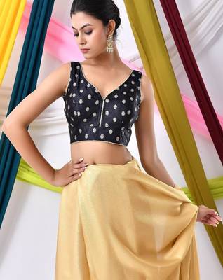 Woven Designed V Neck Saree Blouse 3