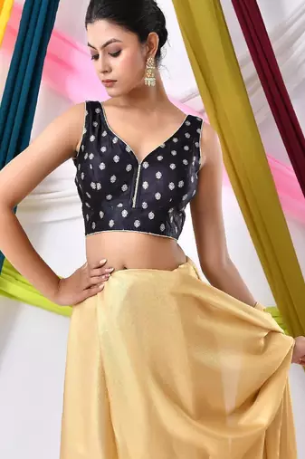 Woven Designed V Neck Saree Blouse