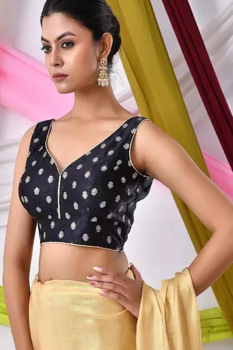 Woven Designed V Neck Saree Blouse
