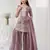 purple embroidered georgette sharara suit stitched