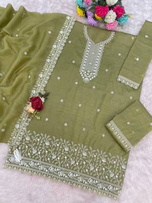 green embroidered georgette sharara suit 3
