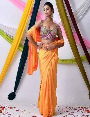Women Embroidered Corset Saree Blouse 1