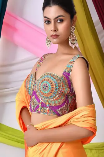 Women Embroidered Corset Saree Blouse