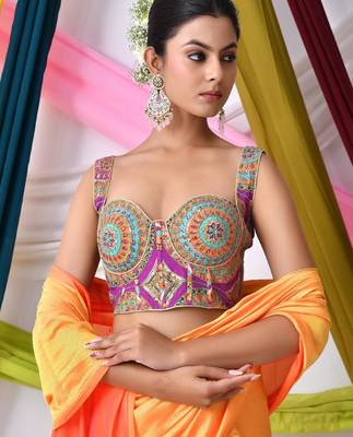 Women Embroidered Corset Saree Blouse 4