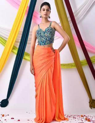 Women Embroidered Corset Saree Blouse 1