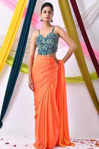 Women Embroidered Corset Saree Blouse