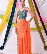 Women Embroidered Corset Saree Blouse