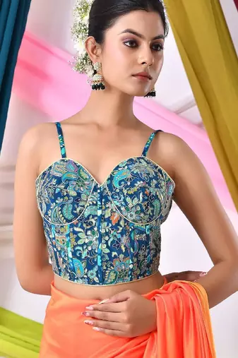 Women Embroidered Corset Saree Blouse