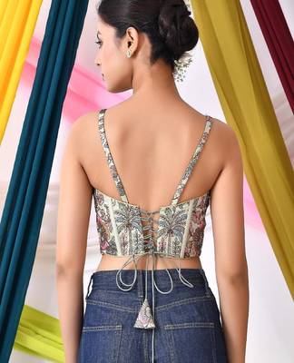 Embroidered Sweetheart Neck Saree Blouse with Tie-up Back 5