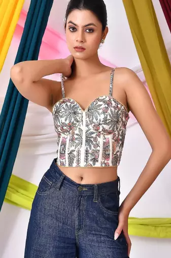 Embroidered Corset Saree Blouse