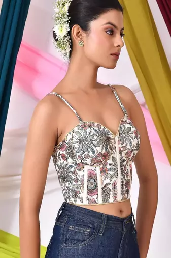 Embroidered Corset Saree Blouse