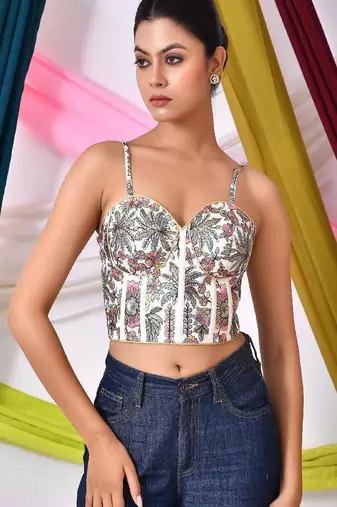 Embroidered Corset Saree Blouse