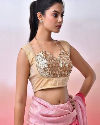 Women Embellished Sequined Masaba Cut Saree Blouse 5