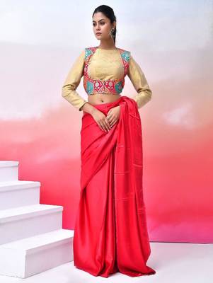 Women Woven-Designed  Saree Blouse 1