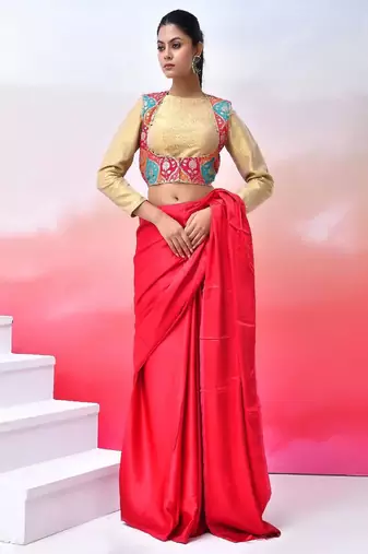 Women Woven-Designed  Saree Blouse