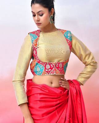 Women Woven-Designed  Saree Blouse 4