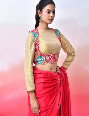Women Woven-Designed  Saree Blouse 5