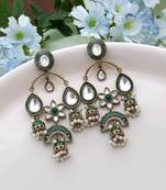 Green color kundan earrings