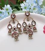Maroon color kundan earrings
