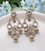 Pink color kundan earrings
