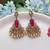 Rani color kundan earrings