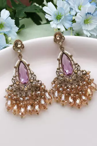 Light purple color kundan earrings