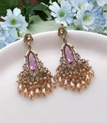 Light purple color kundan earrings
