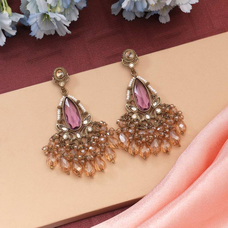 Light purple color kundan earrings