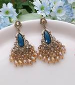 Turquoise blue color kundan earrings