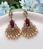 Maroon color kundan earrings