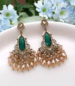 Green color kundan earrings