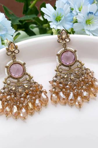 Light purple color kundan earrings