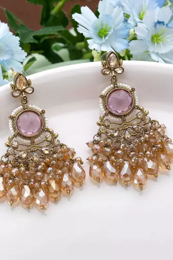 Light purple color kundan earrings