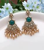 Green color kundan earrings
