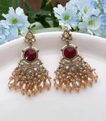 Maroon color kundan earrings