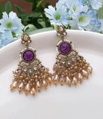 Purple color kundan earrings